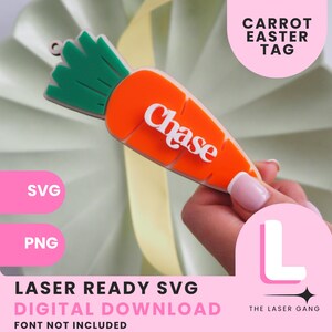 Carrot Easter Basket Tag SVG Laser Cut File Easter Basket Tag Glowforge Cut File