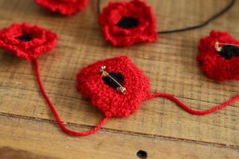 Crochet Remembrance Day Poppy Flower Pin-poppy Brooch-reusable Poppy ...