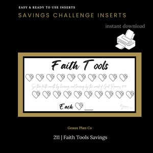 211 | Faith Tools Savings Challenge - Savings Envelope Insert - Cash Stuffing