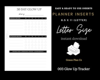 Planificador Glow Up: Planificador imprimible de 30 días (tamaño carta) (descarga instantánea)