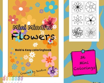 Libro da colorare floreale: Mini fiori consapevoli, audaci e facili (download digitale)