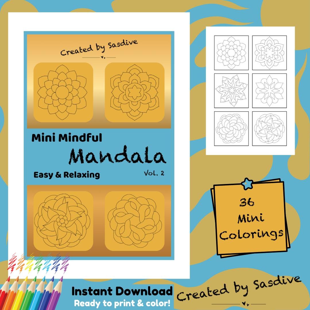 Mindful Mandala Coloring Book: Relaxing Printable Pages (digital ...