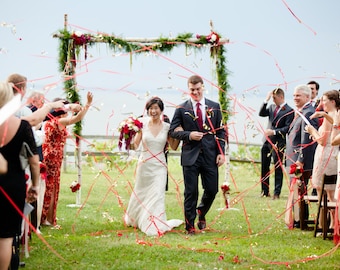 150 Hand Rolled Streamers - Wedding Exit - Layered Metallic with Finger Loop Streamers