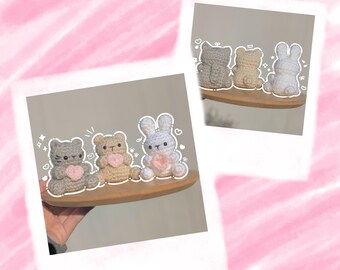 Baby Heart Animals 3 in 1 Crochet Pattern - Cat, Bear, Bunny