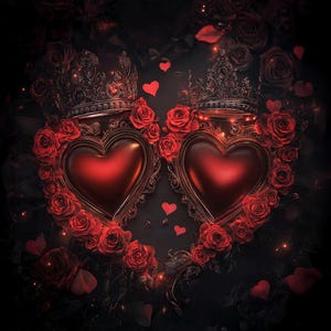 Romantische Gothic Herzen, Dunkle Königliche Liebe Kunst, Barock Wand Druck, Digitaler Download für Valentinstag Dekor, Valentinstag Geschenk, Gothic Love Druck