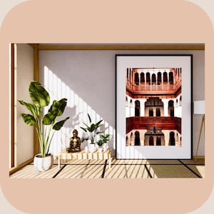Moroccan Courtyard Photo Print: Earthy Boho Wall Art (Digital Download 2880x4793px)