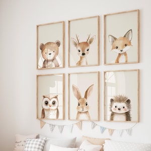 WOODLAND Nursery Wall Art, Animal Prints Nursery Decor, Woodland Nursery Decor, Woodland Nursery Prints, Forest Kids Room Decor, Baby Animal
