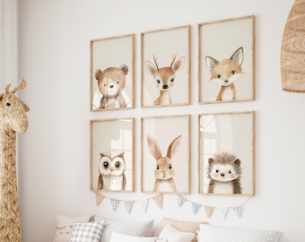 WOODLAND Nursery Wall Art, Animal Prints Nursery Decor, Woodland Nursery Decor, Woodland Nursery Prints, Forest Kids Room Decor, Baby Animal