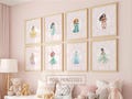 16 PRINCESS Wall Art Prints, Princess Nursery Wall Art, Pink Wall Art Nursery Decor, Princess Nursery Prints, Fairytale Pink Playroom Prints