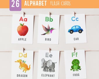 26 ALPHABET Flashcards, ABC Montessori Cards, Educational Flash Cards, Preschool Flash Cards, Rainbow Alphabet A-Z,Learn ABCs,Kids Printable