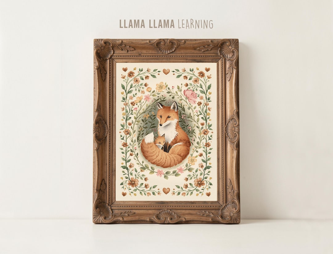 Whimsical FOX Woodland Nursery Wall Art, Folk Art Nursery Decor ...