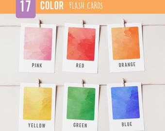 17 COLOR Flashcards, Montessori Cards, COLORS 3 Part Cards, Preschool Flash Cards, Homeschool Educational Materials, Kids Printables