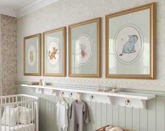 8 Cottagecore Winnie The Pooh Nursery Wall Art Prints, Classic Winnie The Pooh Baby Shower Gift Nursery Decor,Winnie The Pooh Nursery Prints