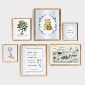 6 Classic WINNIE-The-POOH Nursery Wall Art Prints, Cottagecore Winnie The Pooh Nursery Decor, Winnie The Pooh Baby Nursery Prints, Kids Room