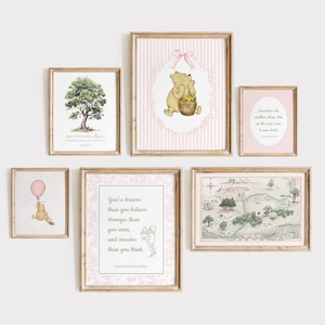 6 Classic WINNIE-The-POOH Nursery Wall Art Prints, Cottagecore Winnie The Pooh Nursery Decor, Winnie The Pooh Baby Nursery Prints, Kids Room