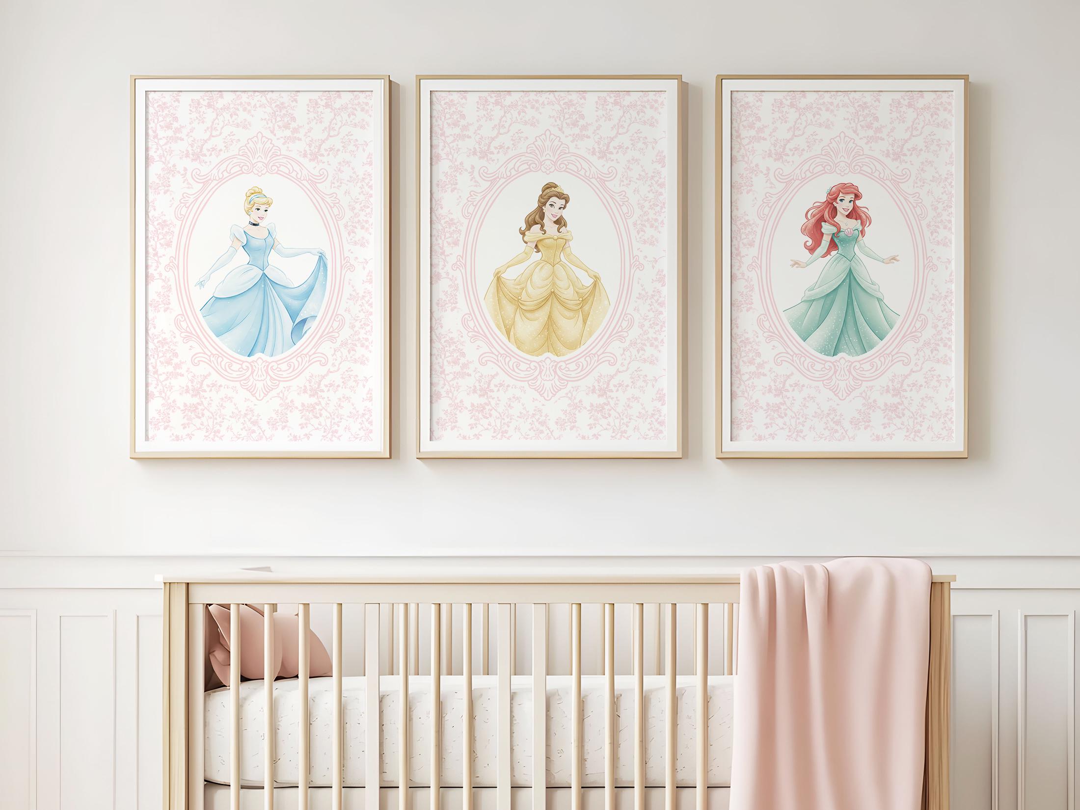 16 PRINCESS Wall Art Prints, Princess Nursery Wall Art, Pink Wall Art ...