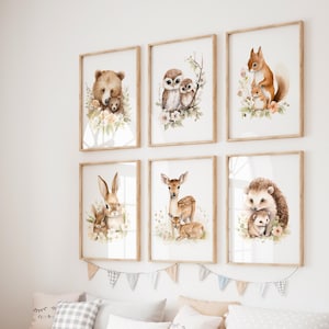 WOODLAND Nursery Wall Art, Animal Prints Nursery Decor, Woodland Nursery Decor, Woodland Nursery Prints, Forest Kids Room Decor, Baby Animal
