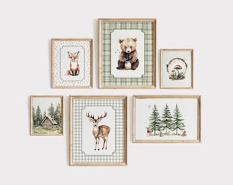 WOODLAND Nursery Wall Art, Animal Prints Nursery Decor, Woodland Nursery Decor, Woodland Nursery Prints, Forest Kids Room Decor, Baby Animal