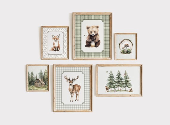 WOODLAND Nursery Wall Art, Animal Prints Nursery Decor, Woodland Nursery Decor, Woodland Nursery Prints, Forest Kids Room Decor, Baby Animal