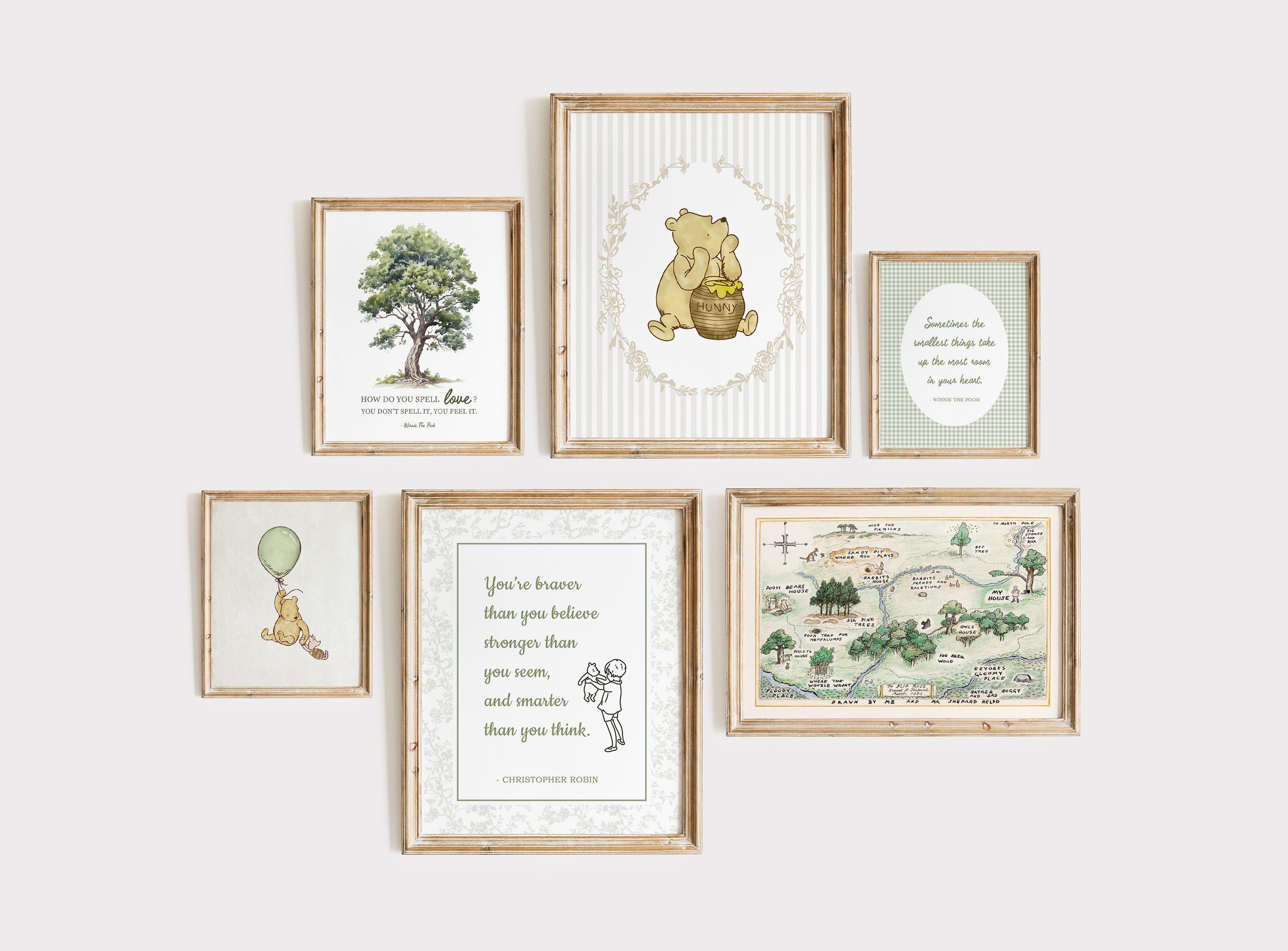 6 Classic Winnie-the-pooh Nursery Wall Art Prints, Cottagecore Winnie ...