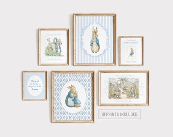 10 PETER RABBIT Nursery Wall Art Prints, Cottagecore Peter Rabbit Baby Shower Gift Nursery Decor, Beatrix Potter Nursery Prints, Kids Room