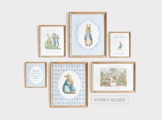 10 PETER RABBIT Nursery Wall Art Prints, Cottagecore Peter Rabbit Baby Shower Gift Nursery Decor, Beatrix Potter Nursery Prints, Kids Room