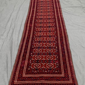 Turkish Runner Rug – 3x13 ft Handwoven Wool Hallway Carpet, Vintage Anatolian Long Rug, Boho Farmhouse Home Décor Runner Soft Low Pili Rug