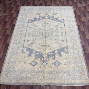Handmade Chobi Rug - Vintage  Washed Afghan Wool Area Rug, Oriental Tribal Carpet for Living Room, Low Pili Veg dyes Rug Bohemian Home Decor
