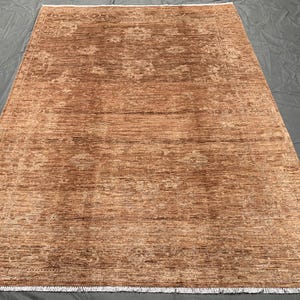 6.1x9.0 ft Rust Brown Gabbeh Area Rug | Hand Knotted Wool Soft Carpet | Tribal Oriental Living Room Rug | Afghan Rug for Home Decor Soft Rug