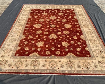 8x10 Turkish Wool Rug: Hand Knotted Floral Oriental Vintage Style