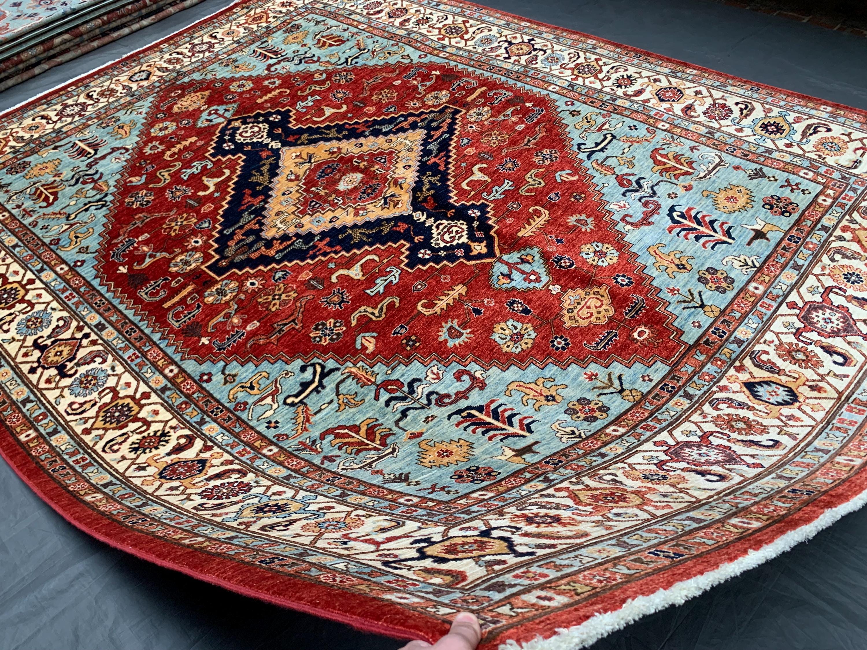 Vintage Serapi Heriz Rug, 9x12 Hand-knotted Wool, Red and Black - Etsy