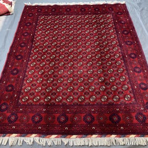 Afghan Kunduzi Rug, Hand Knotted Wool Red Khal Mohammadi Rug, Vintage Oriental Rug, Rugs for Bedroom Kitchen Living Room Rug