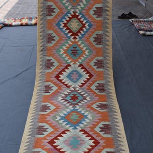 2.11x9.9 ft Handmade Kilim Runner Rug – Long Hallway Vintage Wool Rug – Boho Tribal Runner – Flatweave Turkish Rug, Beautiful Afghan Rug