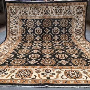 8.0x10.4 Ft Hand-Knotted Afghan Chobi Rug: Large Wool Tribal Carpet