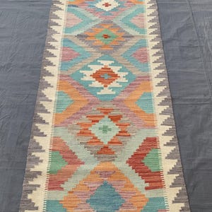 2.8x9.5 ft Runner Kilim Rug – Handmade Turkish Hallway Rug, Vintage Wool Area Rug, Boho Decor, Flatweave Tribal Rug, Turkman Wool Kilim Rug