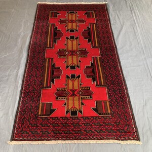 Vintage Teppich, Geometrischer Wollteppich, Kleiner Teppich, Kurzflor Teppich, Handgeknüpfter Teppich, Wollteppich, Wohnzimmer