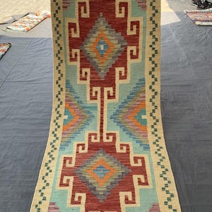 3.0x8.2 ft Handmade Kilim Runner Rug – Turkish Wool Flatweave Hallway Rug – Boho Vintage Long Area Rug, Turkman Beautiful Runner Kilim Rug