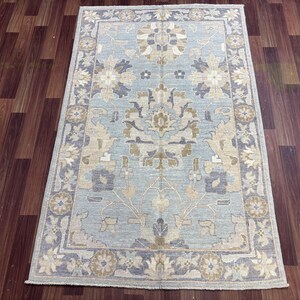 Small Afghan Chobi Rug: Hand Woven Wool, Vintage Oushak Style (3.3 x 5.1 ft)