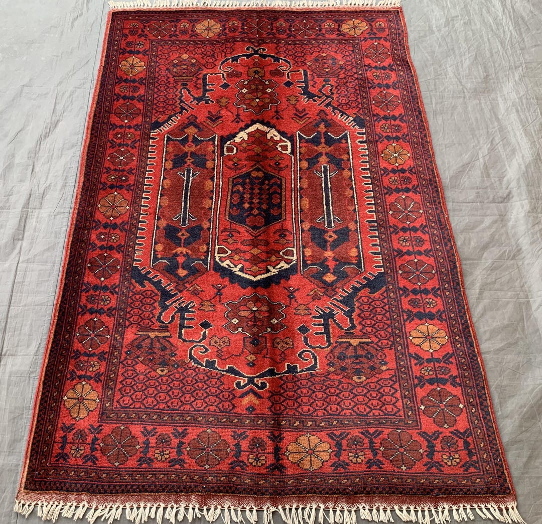 Khalabar Rug Handmade Khal Muhammadi Rug: 3.2x4.11 Ft Afghan Tribal Wool Carpet - Etsy