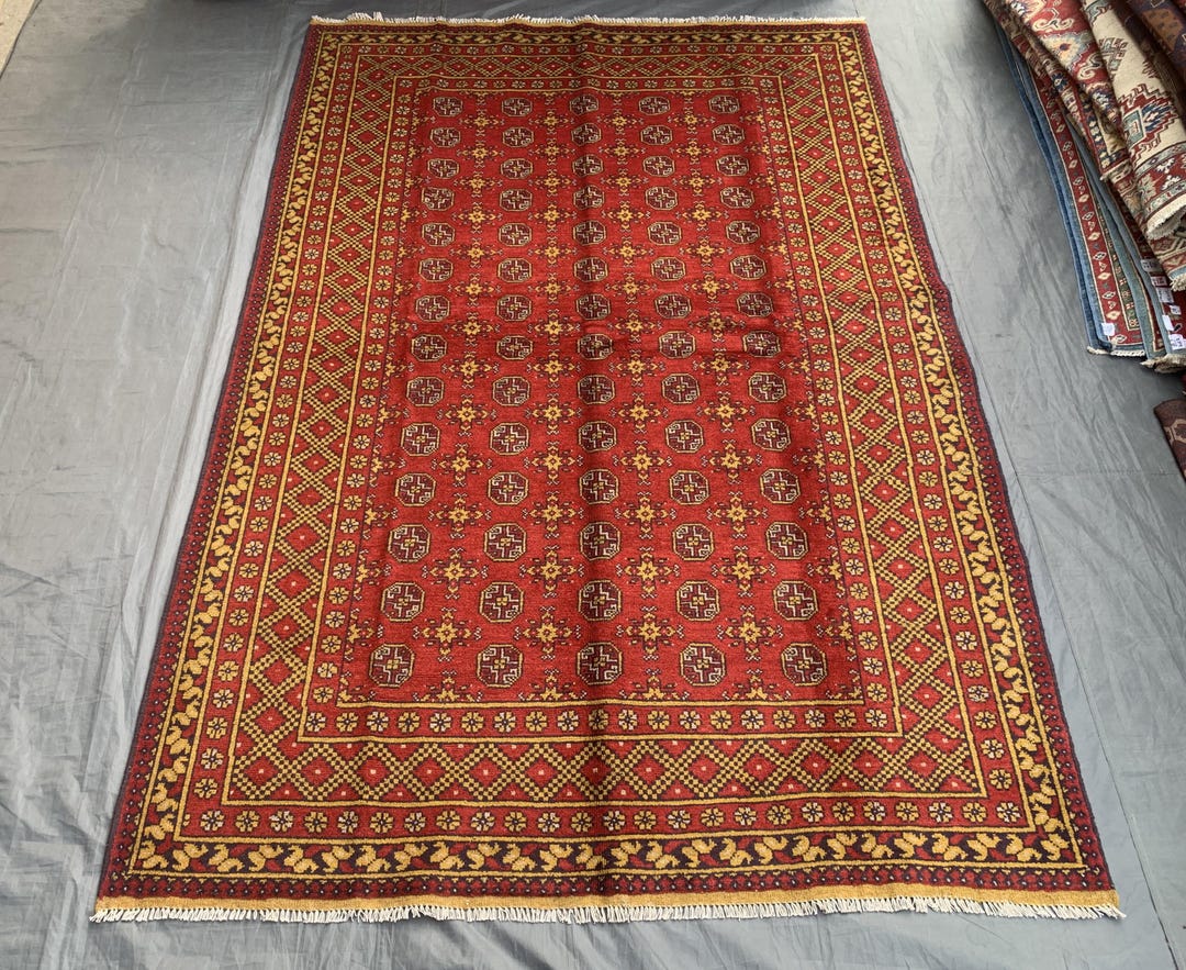Red Turkish Style Rug Handmade Red Color Balochi Rug, Vintage Wool Rug, Turkman Traditional ...