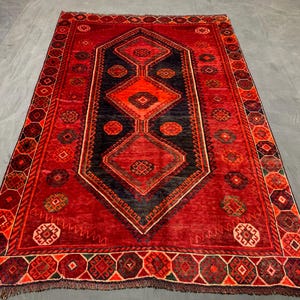 1930s Antique Rug, Turkish Style Handmade Design Wool Area Rug, Turkmen Tribal Vintage Caucasian Rug, Oriental Red Soft Faded Bedroom Rug