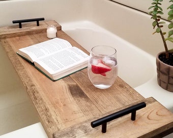 Bath Tray for Tub / rustic home decor, wood bathtub caddy tray, bath tub tray wood, gift for women, self care gift, spa gift for bath lover