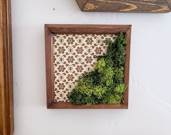 Moss Wall Art / reclaimed wood, rustic home decor, preserved moss, biophilic, nature inspired art, green home decor, boho plant decor