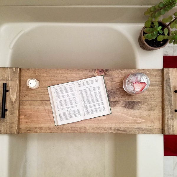 Bath Tray for Tub / rustic home decor, wood bathtub caddy tray, bath tub tray wood, gift for women, self care gift, spa gift for bath lover