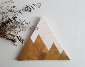 Mountain Wood Wall Art / wood wall decor, moss wall art, mountain decor, natural home decor, wood art geometric, nature art, tribal decor