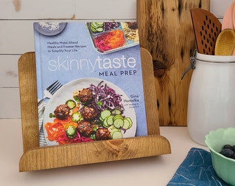 Cookbook Holder / cookbook stand, rustic cook book display, kitchen tablet holder, recipe card holder, farmhouse kitchen accessory