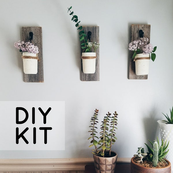 Mason Jar Sconce DIY Kit / diy kit for adult, diy crafts, rustic home decor, craft kit, craft kit adult, do it yourself kit, diy wall art