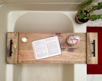 Bath Tray for Tub / rustic home decor, wood bathtub caddy tray, bath tub tray wood, gift for women, self care gift, spa gift for bath lover