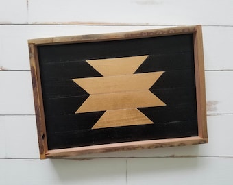Wood Serving Tray / handmade decorative tray, wooden ottoman tray, breakfast in bed tray, aztec decor, southwestern decor, rustic home decor