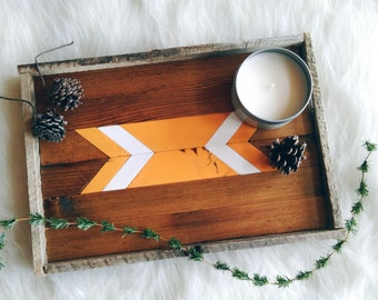 Wood Serving Tray / handmade decorative tray, wooden ottoman tray, breakfast in bed tray, southwestern arrow decor, rustic home decor